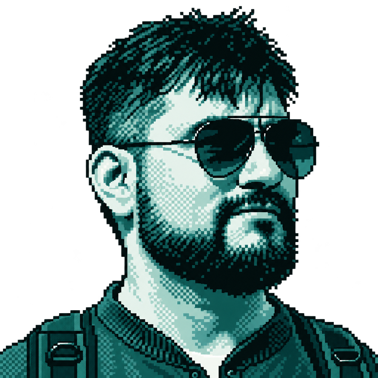 Retrato pixel art de César Contreras